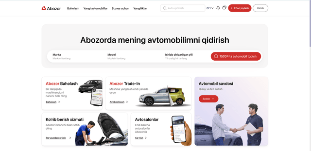 Abozor project preview showing e-commerce platform